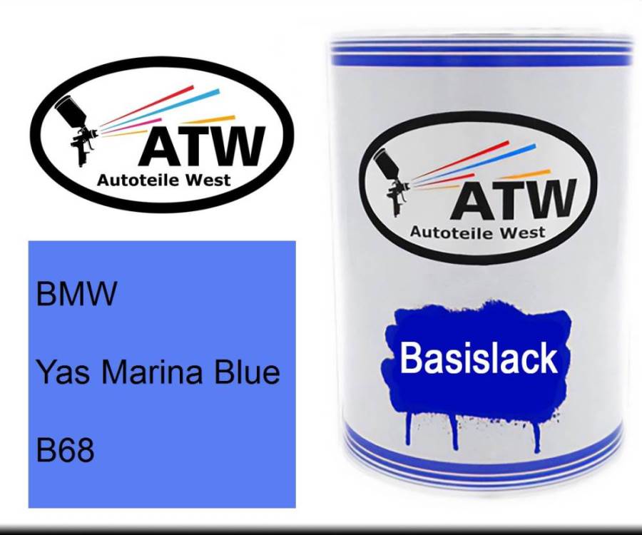 BMW, Yas Marina Blue, B68: 500ml Lackdose, von ATW Autoteile West.